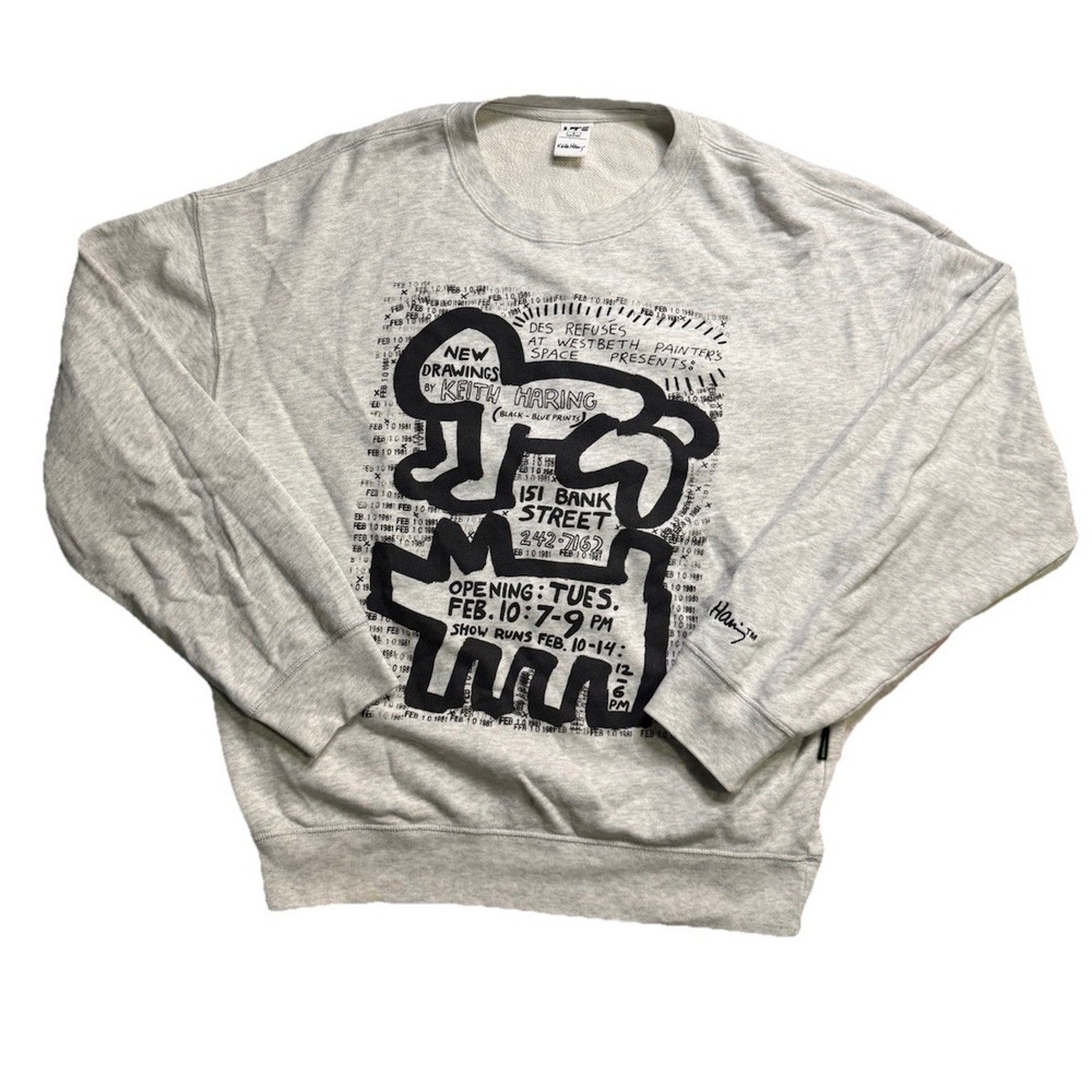Keith Haring X Uniqlo Gray Graphic‎ Modern Art Sweatshirt Size Small EUC